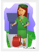 Childrens book illustration of a Girl Scout using Mac OS X and EazyDraw