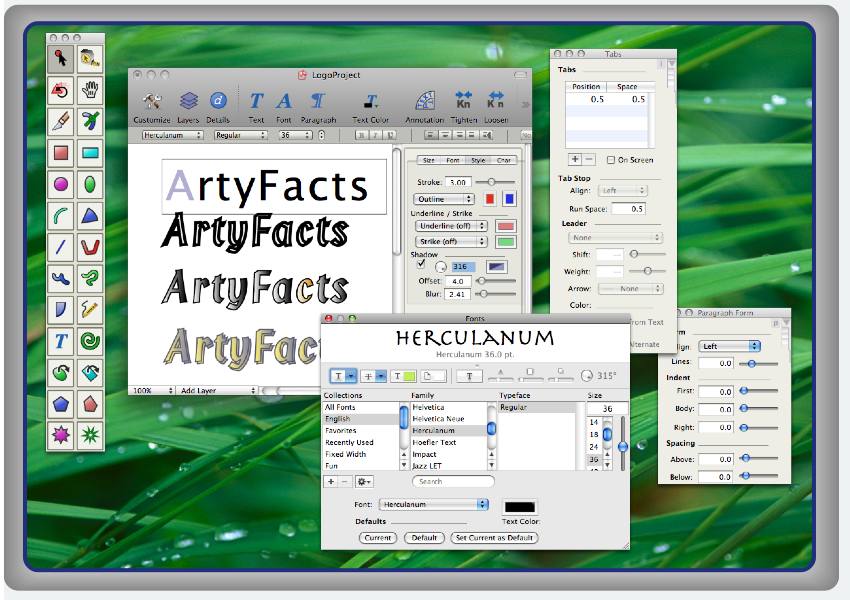 EazyDraw, text capabilities on OS-X including converting text to bezier paths