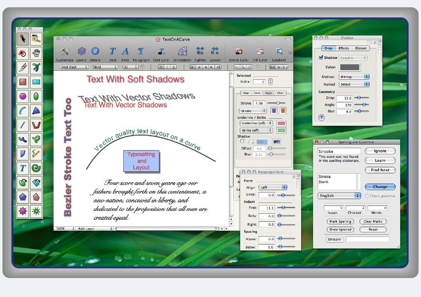 EazyDraw, support for advanced text layout OS-X