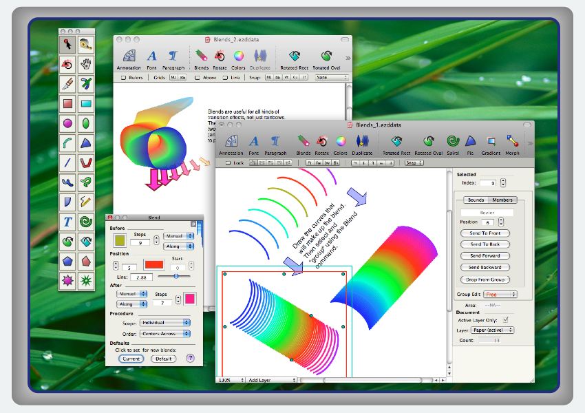 Blend for more control of gradient effects with vector quality graphics, for Mac OS X.