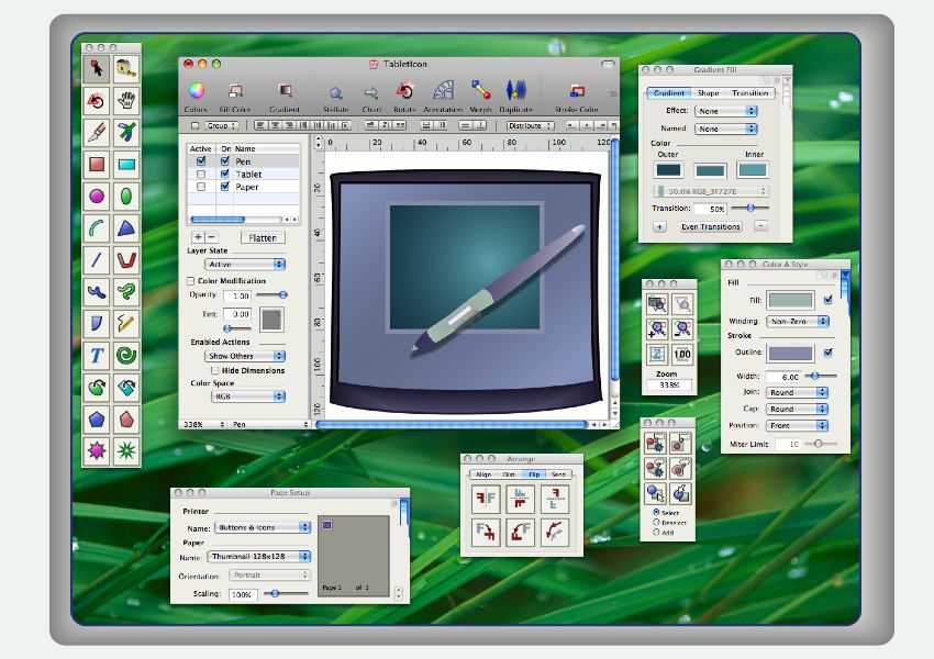 EazyDraw, Screen shot drawing an icon for Mac OS X